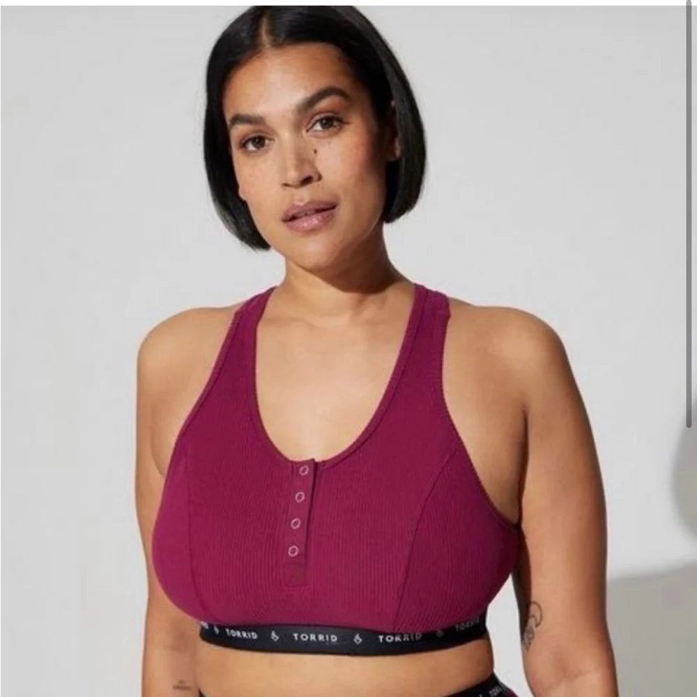 Torrid Lightly Lined Rib Henley Bralette - Picture 2 of 7